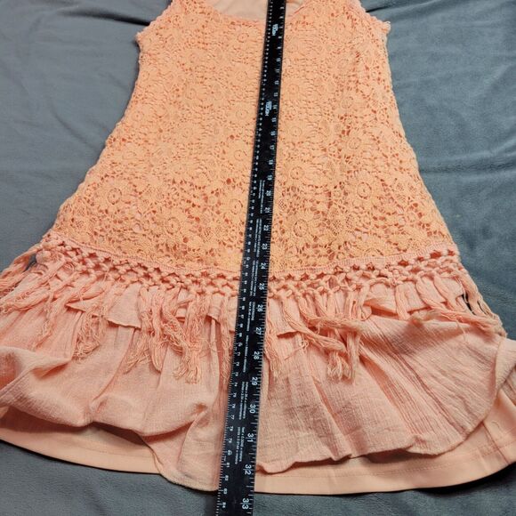 Just-One Crochet Lace Dress With Tassel Hem Size Small Boho Festival Fully Lined - Picture 5 of 11
